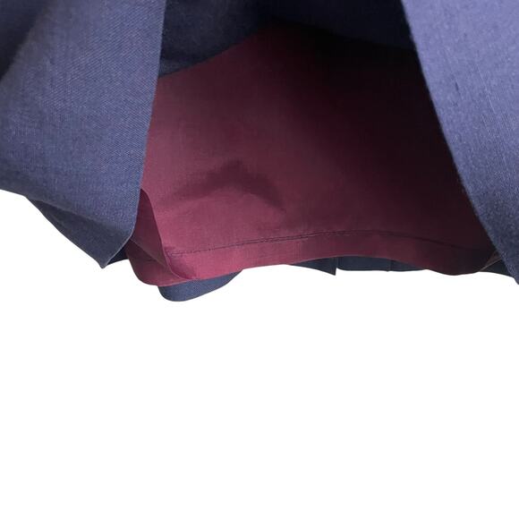 Women Pencil Skirt 10 Navy Midi Length Rayon Linen Pleated Uniform Secretary Y2K - Picture 7 of 10